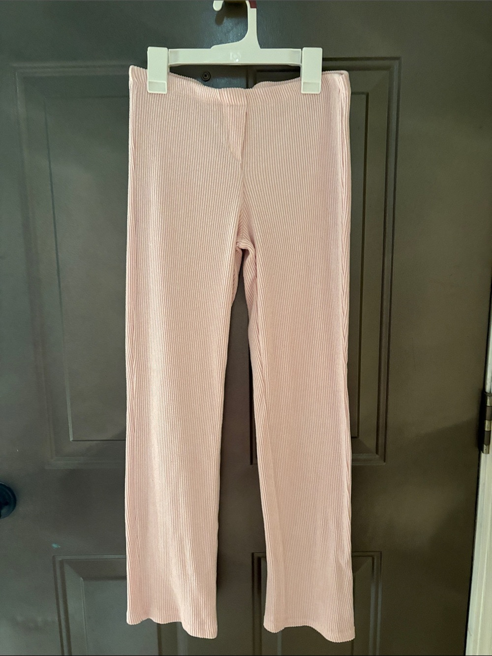 shosho Ribbed Wide-Leg Pants in Pale Pink
